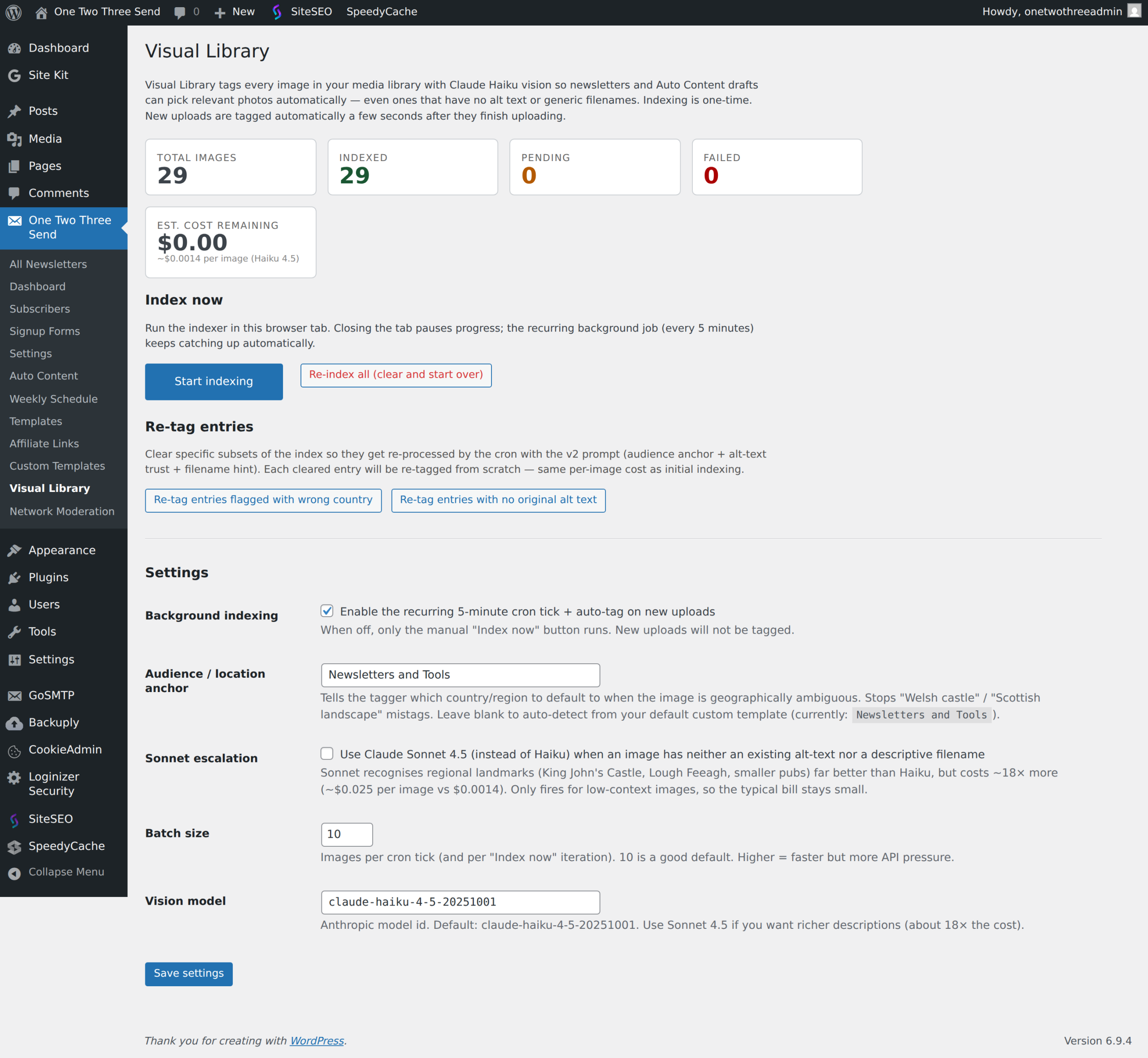 Visual Library — Claude Haiku tags every image so search ranks by relevance.