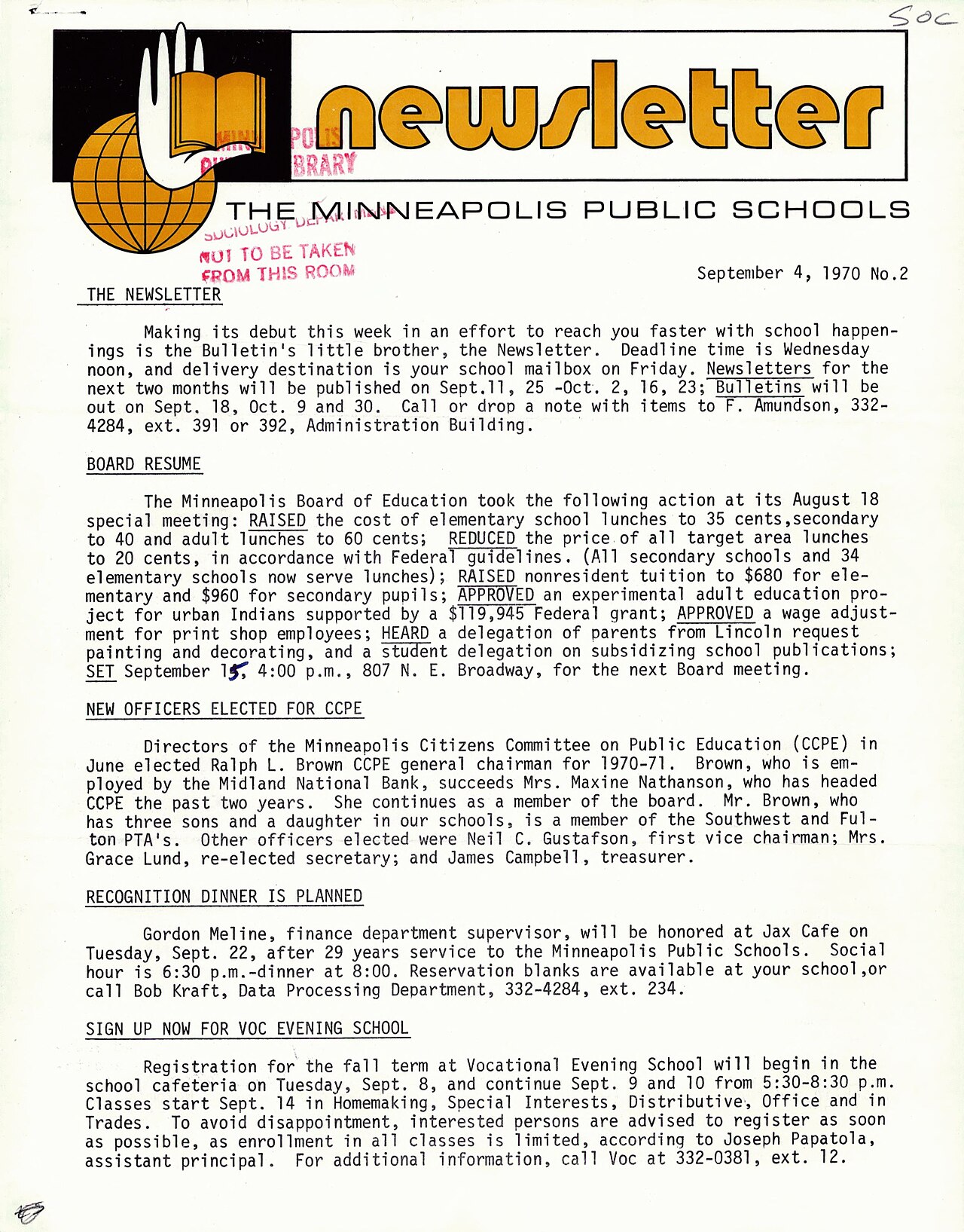 Newsletter, September 4, 1970, Number 2; Minneapolis Public Schools Newsletter - DPLA - 7b921ca8c86f803aee24d3546e1a411b (page 1).jpg