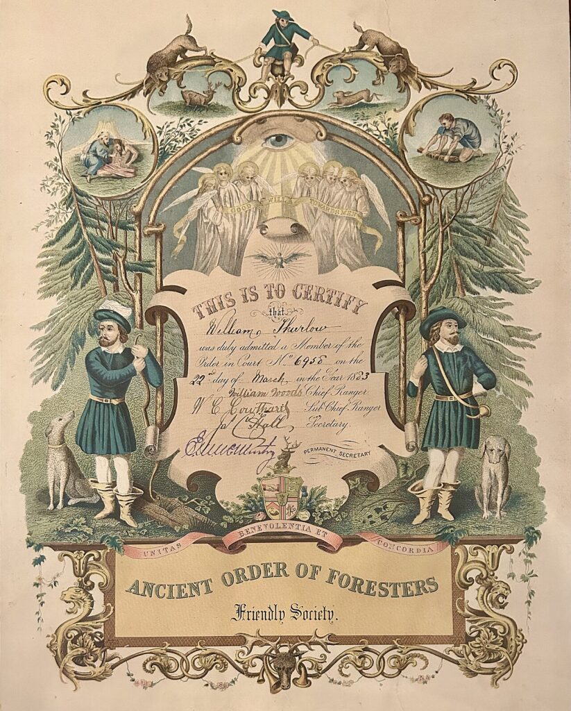 Ancient Order of Foresters Friendly Society Membership Certificate 1883 01.jpg